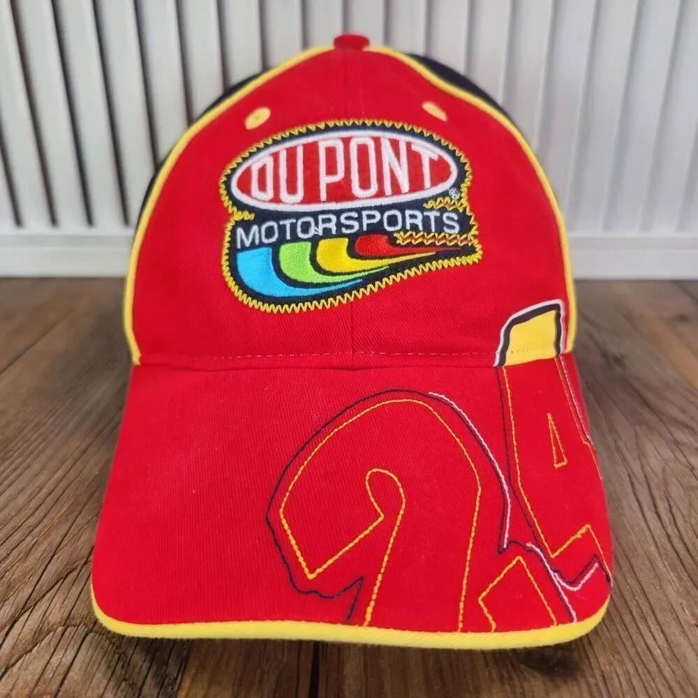 Du Pont Motorsports Jeff Gordon #24 Hendrick Strapback Hat Cap Racing Red NASCAR